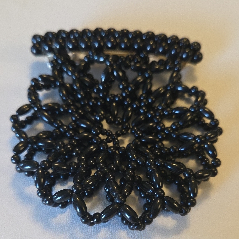 Elegant Black Beaded Hair Accessory